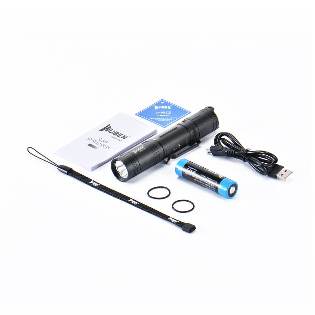 Wuben L50 Rechargeable 18650 EDC Flashlight - Black- Included